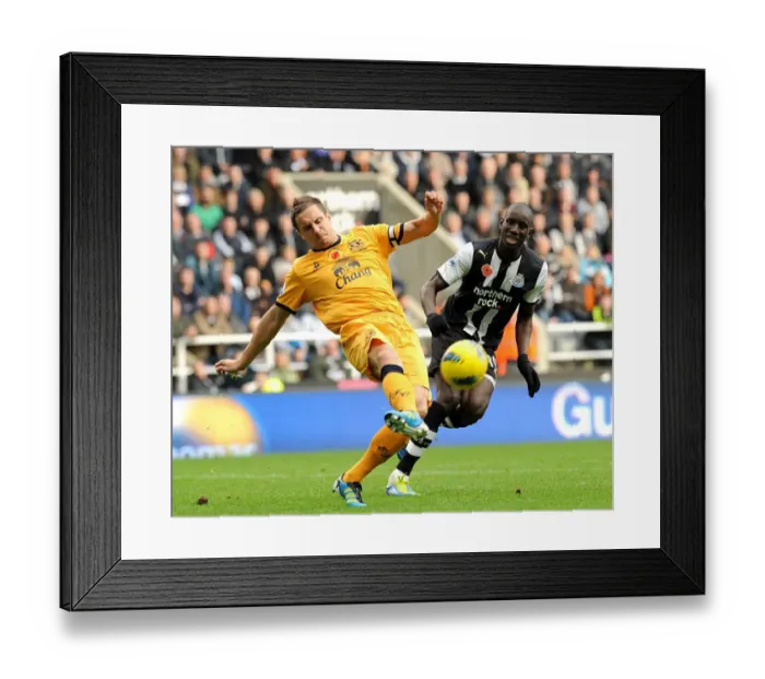 Framed Print : Battle for the Ball: Jagielka vs Ba - Everton vs Newcastle United, Premier League (2011) Framed Print : Battle for the Ball: Jagielka vs Ba - Everton vs Newcastle United, Premier League (2011)