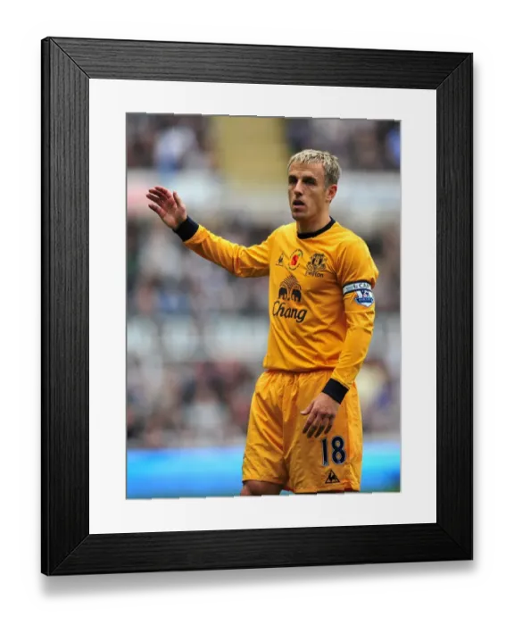 Framed Print : Phil Neville Faces Newcastle United at St. James Park during Premier League Clash (5 November 2011)