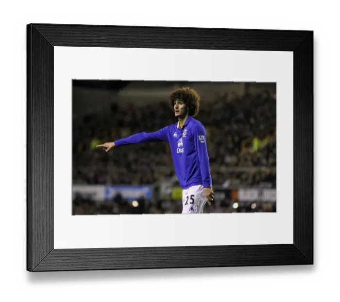 Framed Print : Marouane Fellaini: Thunderous Performance at Goodison Park - Everton vs Stoke City, Barclays Premier League (04 December 2011)