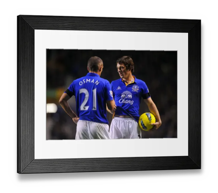 Framed Print : Deep in Conversation: Leighton Baines and Leon Osman at Goodison Park during Everton vs Stoke City, Barclays Premier League (2011) Framed Print : Deep in Conversation: Leighton Baines and Leon Osman at Goodison Park during Everton vs Stoke City, Barclays Premier League (2011)