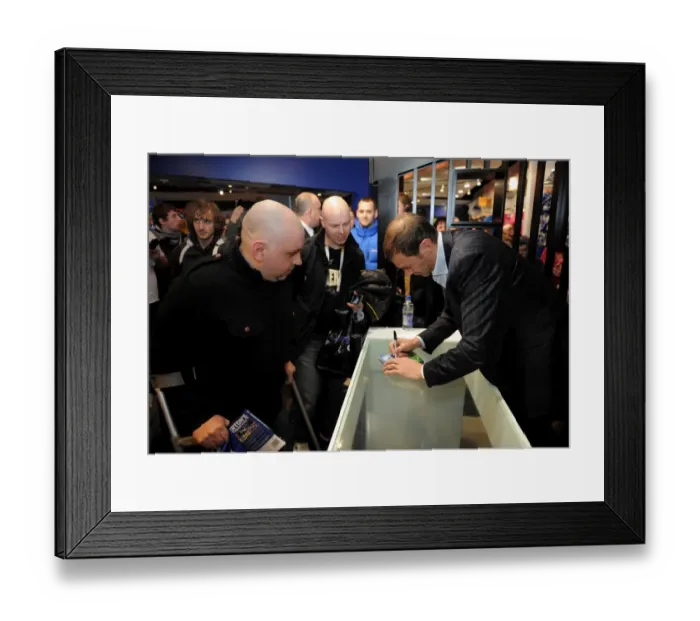 Framed Print : Duncan Ferguson: Signing Everton's Premier League XI DVD at Everton Two Store, Liverpool One