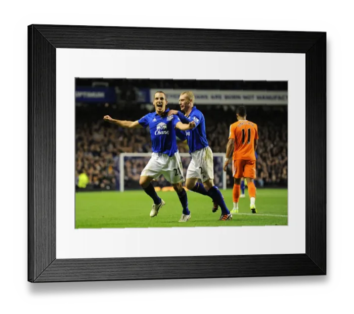 Framed Print : Osman and Hibbert: Everton's Premier League Goal Celebration vs Swansea City (21 December 2011) Framed Print : Osman and Hibbert: Everton's Premier League Goal Celebration vs Swansea City (21 December 2011)