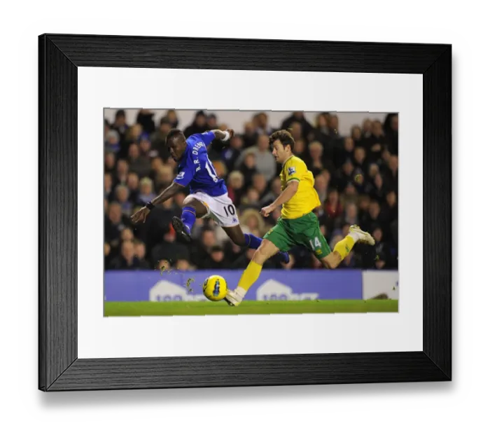 Framed Print : Pressured Cross: Royston Drenthe vs Wesley Hoolahan, Everton vs Norwich City, Barclays Premier League (17 December 2011, Goodison Park) Framed Print : Pressured Cross: Royston Drenthe vs Wesley Hoolahan, Everton vs Norwich City, Barclays Premier League (17 December 2011, Goodison Park)