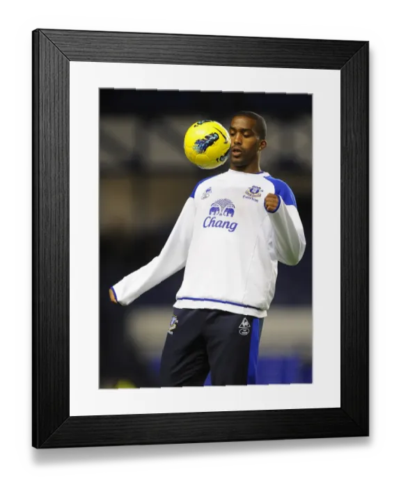 Framed Print : Decisive Moment: Sylvain Distin Scores the Winning Goal for Everton against Swansea City (Barclays Premier League, 21 December 2011)