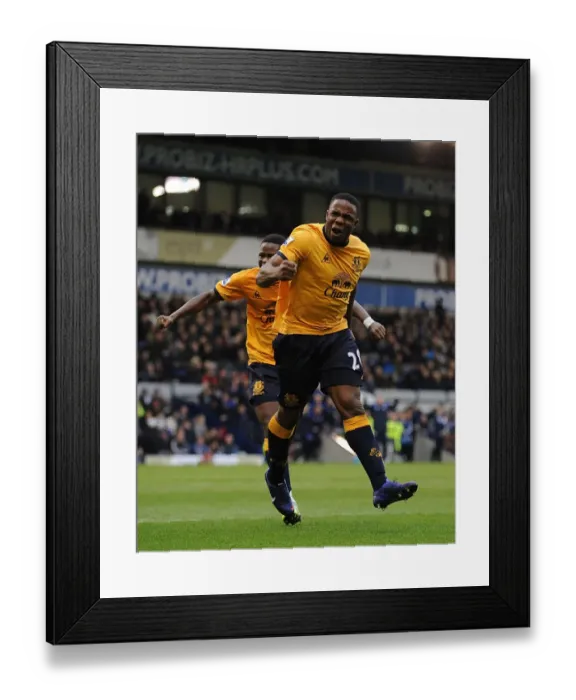 Framed Print : Victor Anichebe Scores Opening Goal for Everton Against West Bromwich Albion (01.01.2012) Framed Print : Victor Anichebe Scores Opening Goal for Everton Against West Bromwich Albion (01.01.2012)