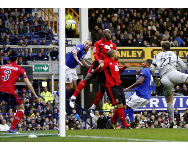 Johnny Heitinga Scores the First Goal for Everton Against Tamworth in FA Cup Round 3 (07 January 2012)