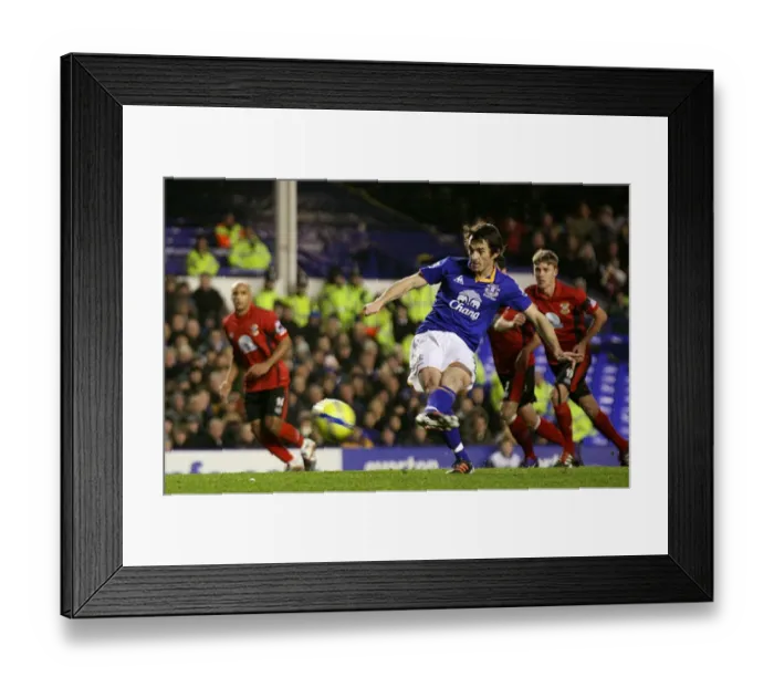 Framed Print : Leighton Baines Scores Penalty: Everton's Second Goal in FA Cup Round 3 vs Tamworth (07 January 2012) Framed Print : Leighton Baines Scores Penalty: Everton's Second Goal in FA Cup Round 3 vs Tamworth (07 January 2012)