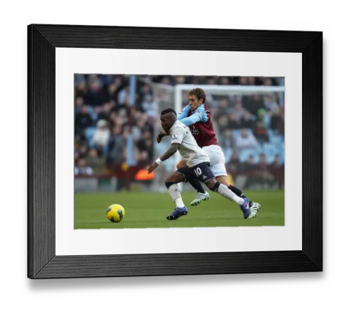 Framed Print : Battle for the Ball: Drenthe vs. Petrov - Aston Villa vs. Everton, Premier League (2012)