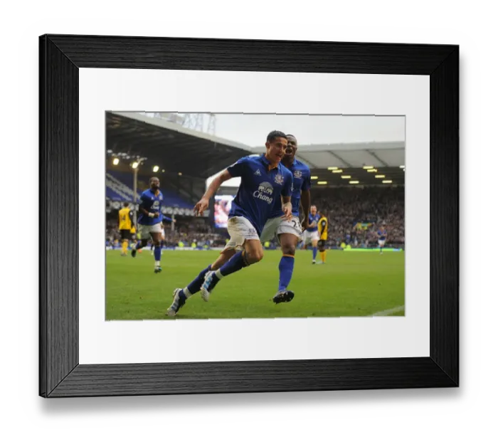 Framed Print : Everton's Tim Cahill and Victor Anichebe Celebrate First Goal Against Blackburn Rovers (21 January 2012, Goodison Park) Framed Print : Everton's Tim Cahill and Victor Anichebe Celebrate First Goal Against Blackburn Rovers (21 January 2012, Goodison Park)