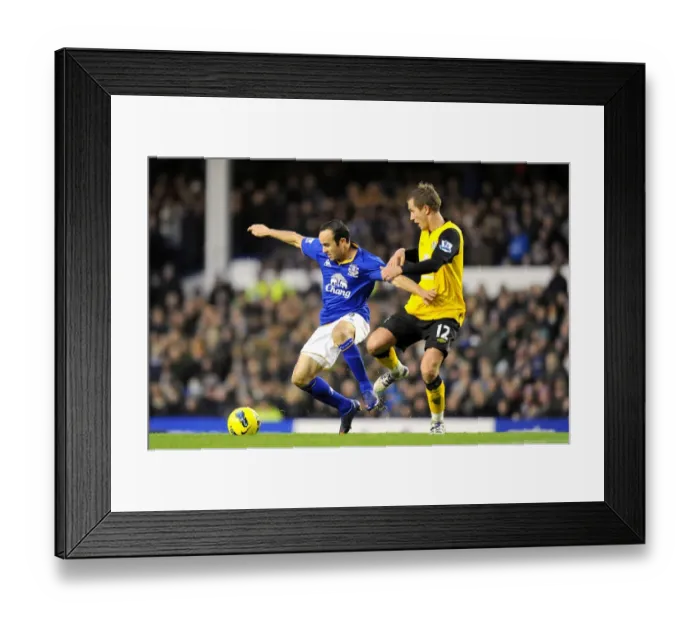 Framed Print : A Battle for the Ball: Donovan vs. Pedersen - Everton vs. Blackburn Rovers (Premier League, Goodison Park, 21 January 2012) Framed Print : A Battle for the Ball: Donovan vs. Pedersen - Everton vs. Blackburn Rovers (Premier League, Goodison Park, 21 January 2012)