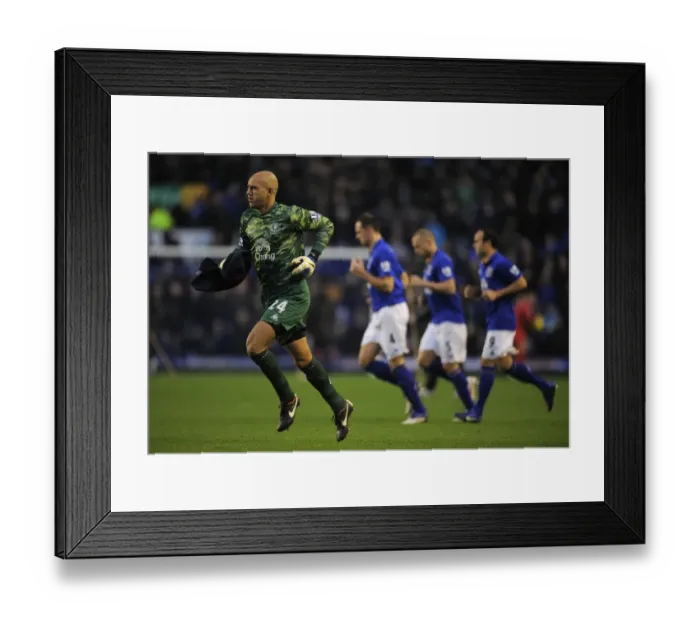 Framed Print : Everton FC: Tim Howard and Team Gear Up for Second Half Kickoff vs. Blackburn Rovers, Barclays Premier League Framed Print : Everton FC: Tim Howard and Team Gear Up for Second Half Kickoff vs. Blackburn Rovers, Barclays Premier League