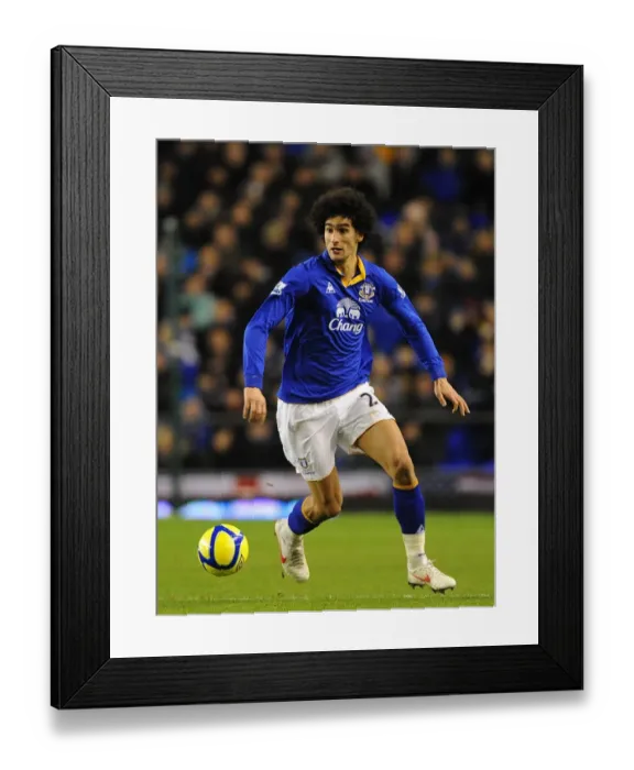 Framed Print : Marouane Fellaini Leads Everton in FA Cup Battle against Fulham at Goodison Park, January 2012 Framed Print : Marouane Fellaini Leads Everton in FA Cup Battle against Fulham at Goodison Park, January 2012