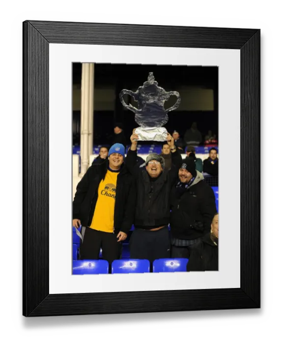 Framed Print : Everton Faithful Unite: Homemade FA Cup Tribute at Goodison Park During Everton vs. Fulham (FA Cup - Round 4 - 27 January 2012)