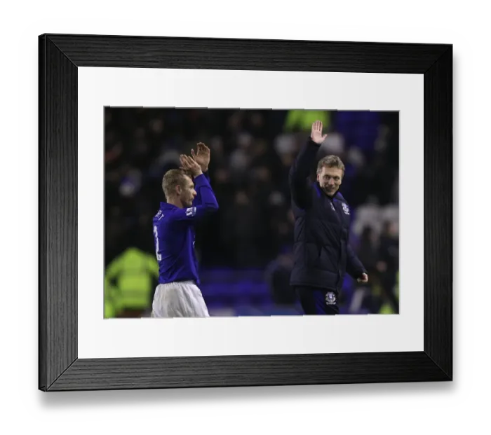 Framed Print : Everton's Glory: Moyes and Hibbert Celebrate Premier League Victory Over Manchester City (31 January 2012)