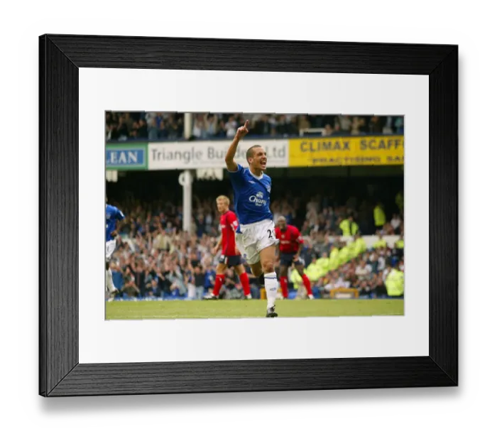 Framed Print : Leon Osman's Celebration: Everton vs. West Bromich Albion, Barclays Premiership, Goodison Park (2004)