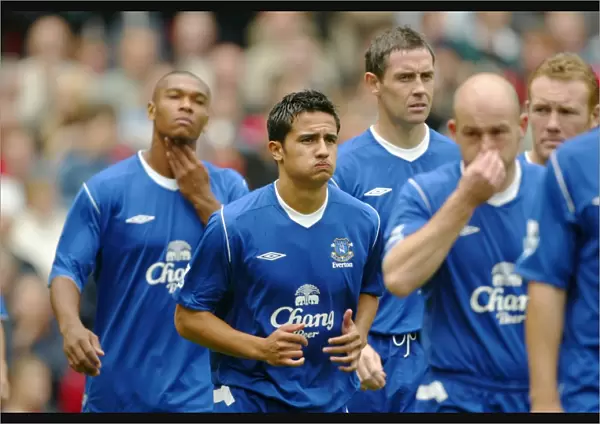 Manchester Rivalry: Tim Cahill in Action for Everton vs Manchester United at Old Trafford (Barclays Premiership 30.08.04)