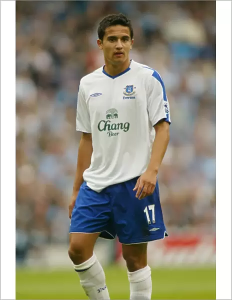 Tim Cahill in Action for Everton vs Manchester City, Barclays Premiership 2004