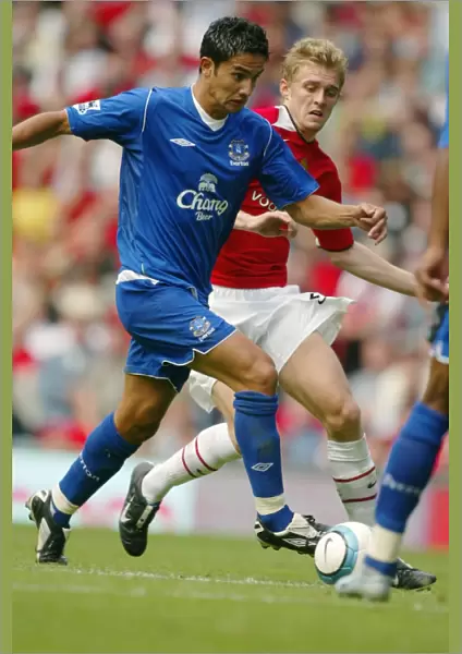 Tim Cahill in Action for Everton vs Manchester United at Old Trafford, 2004
