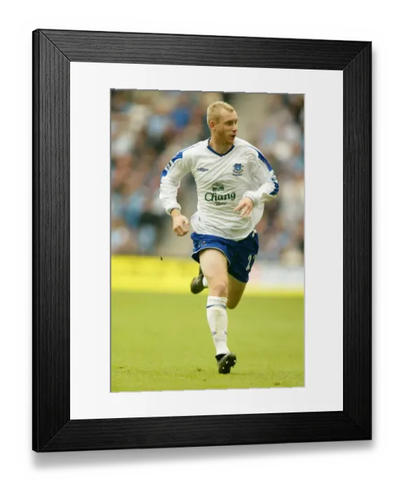Framed Print : Tony Hibbert in Action: Manchester City vs. Everton, Barclays Premiership, 11 September 2004
