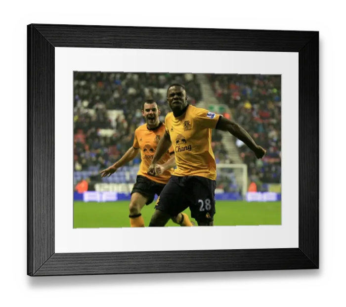 Framed Print : Anichebe's Game-Winning Goal: Everton's First Strike Against Wigan Athletic in Barclays Premier League (04 February 2012) Framed Print : Anichebe's Game-Winning Goal: Everton's First Strike Against Wigan Athletic in Barclays Premier League (04 February 2012)