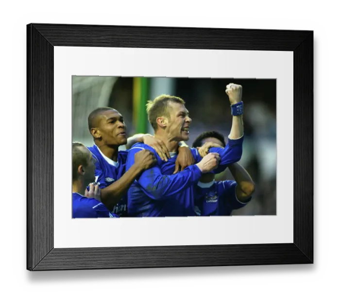 Framed Print : Ecstatic Moment: Duncan Ferguson's Iconic Goal Celebration for Everton FC Framed Print : Ecstatic Moment: Duncan Ferguson's Iconic Goal Celebration for Everton FC