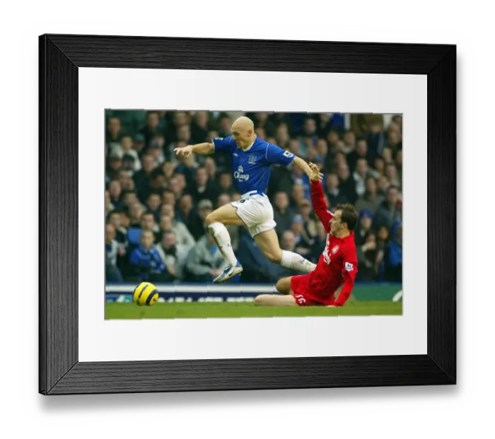 Framed Print : Thomas Gravesen rides the challenge of Dietmar Hamman Framed Print : Thomas Gravesen rides the challenge of Dietmar Hamman
