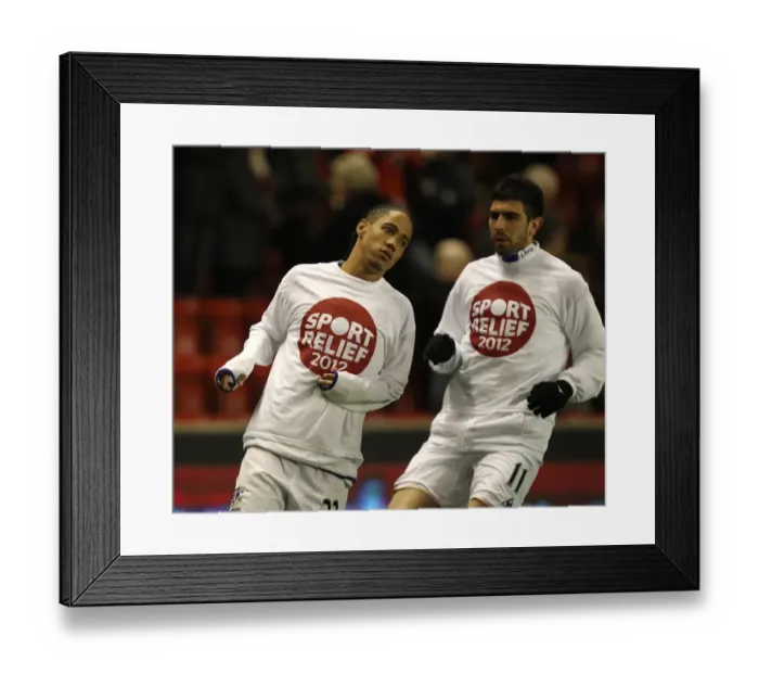 Framed Print : Everton FC at Anfield: Pienaar and Stracqualursi Warm Up Before Liverpool Clash (BPL 2012)