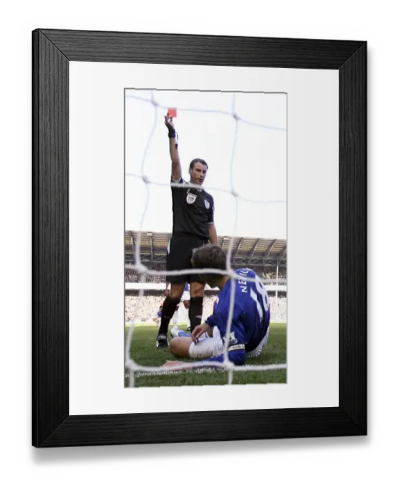 Framed Print : Everton's Phil Neville: Controversial Handball Leads to Red Card in Everton vs. Liverpool Derby, 2007 Framed Print : Everton's Phil Neville: Controversial Handball Leads to Red Card in Everton vs. Liverpool Derby, 2007