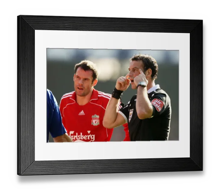 Framed Print : The Derby Showdown: Everton vs. Liverpool - Carragher and Clattenburg's Battle at Goodison Park (20 / 10 / 07) Framed Print : The Derby Showdown: Everton vs. Liverpool - Carragher and Clattenburg's Battle at Goodison Park (20 / 10 / 07)