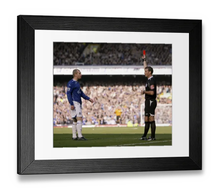 Framed Print : Everton vs Liverpool Derby: Tony Hibbert's Red Card by Ref Mark Clattenburg