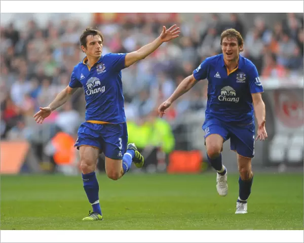 Everton's Baines and Jelavic: Unforgettable Goal Celebration vs. Swansea City (March 24, 2012)