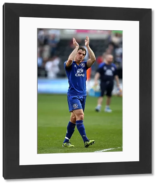 Everton's Triumph at Swansea: Leighton Baines Celebrates Victory (BPL 2011-2012)