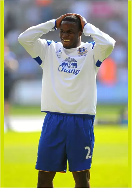 Victor Anichebe's Smile in Everton's Warm-Up Before Swansea City Clash (24 March 2012)