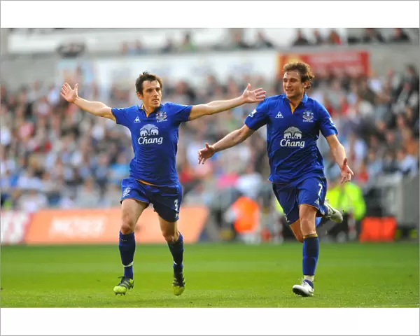 Baines and Jelavic: Everton's Unforgettable Goal Celebration vs. Swansea City (March 24, 2012)