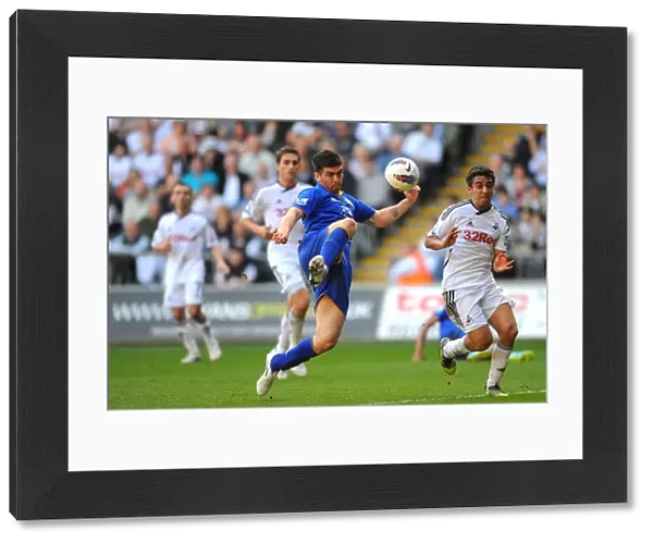Denis Stracqualursi's Determined Shot: Everton vs Swansea City, Barclays Premier League (24 March 2012, Liberty Stadium)