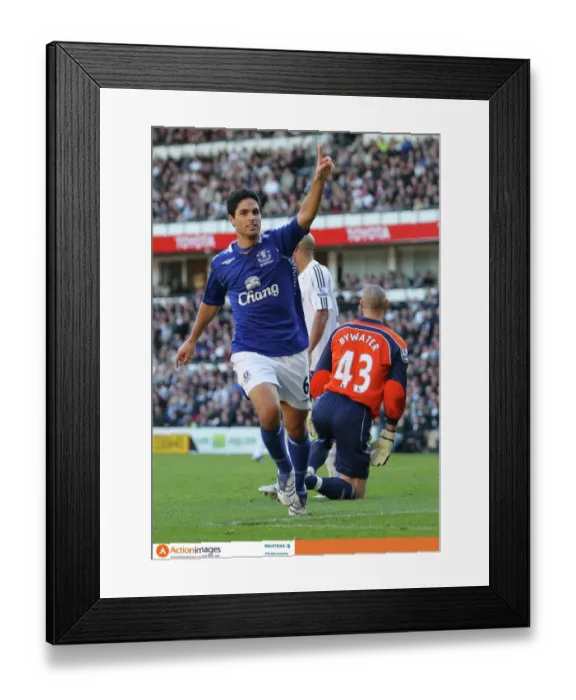 Framed Print : Mikel Arteta's Historic Goal Celebration: Everton's First at Pride Park Against Derby County (2007)