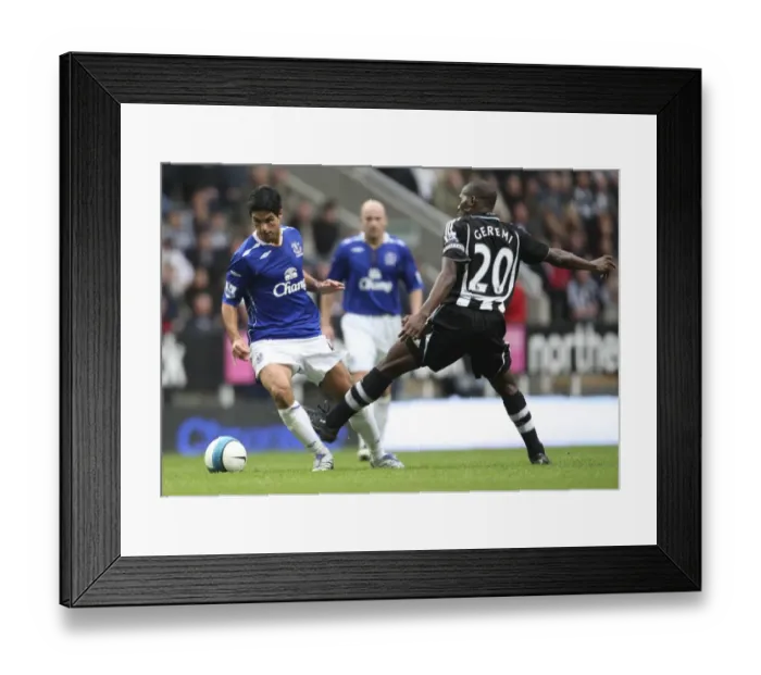 Framed Print : Clash of Midfield Titans: Geremi vs. Arteta at St. James Park - Everton vs. Newcastle United, 2007