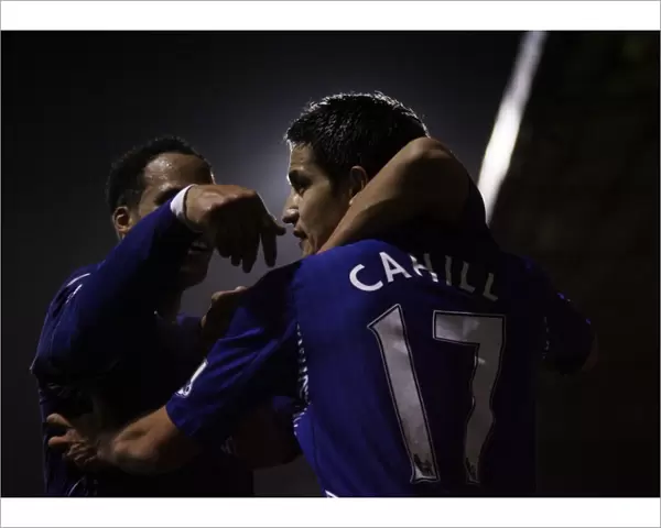 Football - Luton Town v Everton - Carling Cup Fourth Round - Kenilworth Road - 07  /  08 - 31  /  10  /  07 Tim Cahill (R) celebrates after scoring the first goal for Everton Mandatory Credit: Action Images  / 