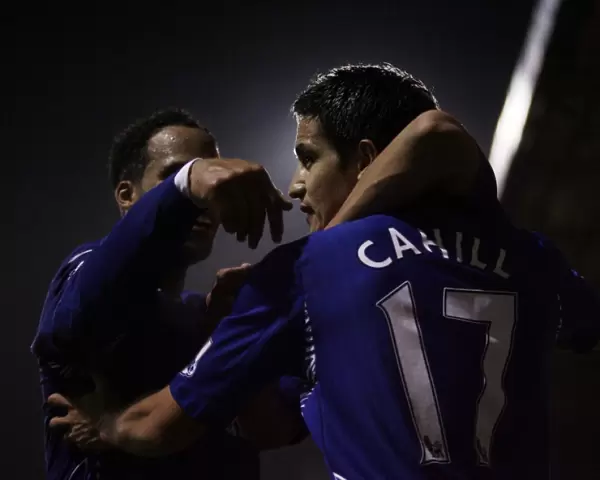 Football - Luton Town v Everton - Carling Cup Fourth Round - Kenilworth Road - 07  /  08 - 31  /  10  /  07 Tim Cahill (R) celebrates after scoring the first goal for Everton Mandatory Credit: Action Images  / 