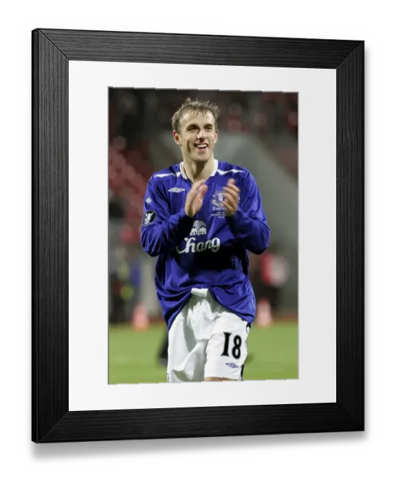 Framed Print : Phil Neville's Triumphant Moment: Everton's UEFA Cup Victory Over FC Nurnberg Framed Print : Phil Neville's Triumphant Moment: Everton's UEFA Cup Victory Over FC Nurnberg