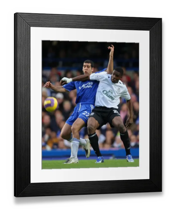 Framed Print : Anichebe vs. Ben Haim: Intense Battle at Stamford Bridge, 07-08 Premier League Framed Print : Anichebe vs. Ben Haim: Intense Battle at Stamford Bridge, 07-08 Premier League