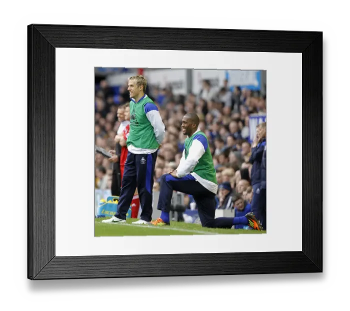Framed Print : Everton FC: Phil Neville and Sylvain Distin Pre-Match Warm-Up at Goodison Park (vs West Bromwich Albion, BPL 2012) Framed Print : Everton FC: Phil Neville and Sylvain Distin Pre-Match Warm-Up at Goodison Park (vs West Bromwich Albion, BPL 2012)