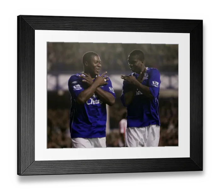 Framed Print : Five-Star Yakubu: Everton's Unforgettable Victory Dance Against Sunderland in the Premier League (2007) Framed Print : Five-Star Yakubu: Everton's Unforgettable Victory Dance Against Sunderland in the Premier League (2007)