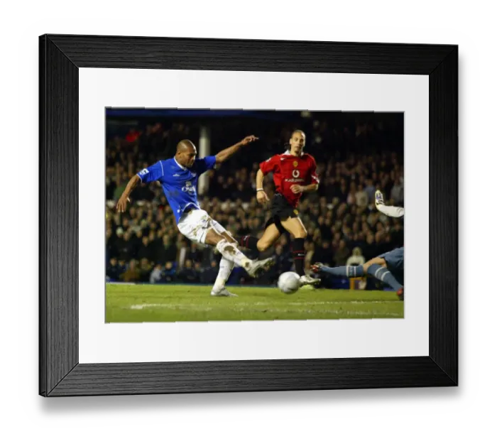 Framed Print : Marcus Bent shoots at goal Framed Print : Marcus Bent shoots at goal
