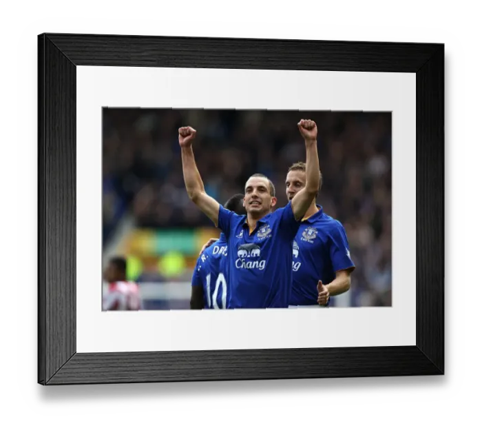 Framed Print : Leon Osman's Triple: Everton's Third Goal Celebration vs. Sunderland (09.04.2012, Goodison Park) Framed Print : Leon Osman's Triple: Everton's Third Goal Celebration vs. Sunderland (09.04.2012, Goodison Park)