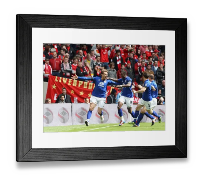 Framed Print : Everton's Jelavic Scores Thrilling Opener Against Liverpool in FA Cup Semi-Final at Wembley Framed Print : Everton's Jelavic Scores Thrilling Opener Against Liverpool in FA Cup Semi-Final at Wembley
