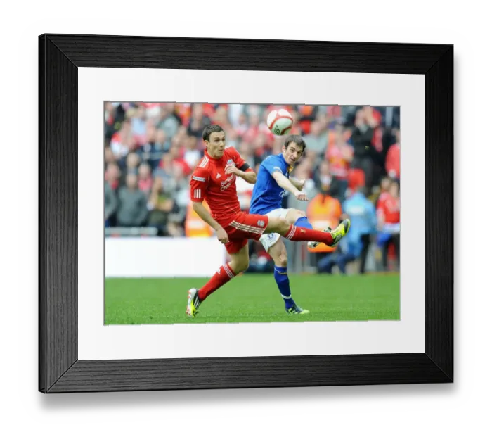 Framed Print : Intense Rivalry at Wembley: Downing vs. Baines in the FA Cup Semi-Final Battle between Liverpool and Everton (14 April 2012)