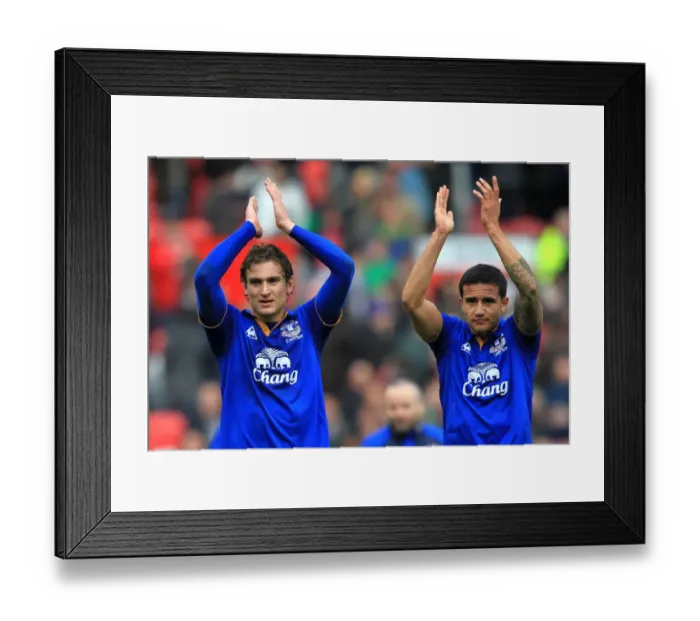 Framed Print : Everton's Jelavic and Cahill Unite in Appreciation: Everton's Historic Victory at Old Trafford (22 April 2012) Framed Print : Everton's Jelavic and Cahill Unite in Appreciation: Everton's Historic Victory at Old Trafford (22 April 2012)