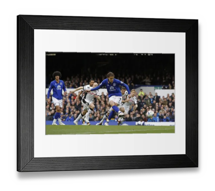 Framed Print : Jelavic's Thrilling Penalty Opener: Everton Kicks Off Against Fulham (28 April 2012, Goodison Park)
