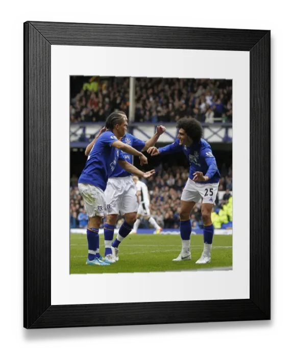 Framed Print : Everton's Fellaini and Pienaar: A Celebration of Teamwork and Success (April 2012, Goodison Park)
